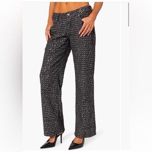 EDIKTED
Nyah Sequin Low Rise Wide Leg Jeans women’s size XS